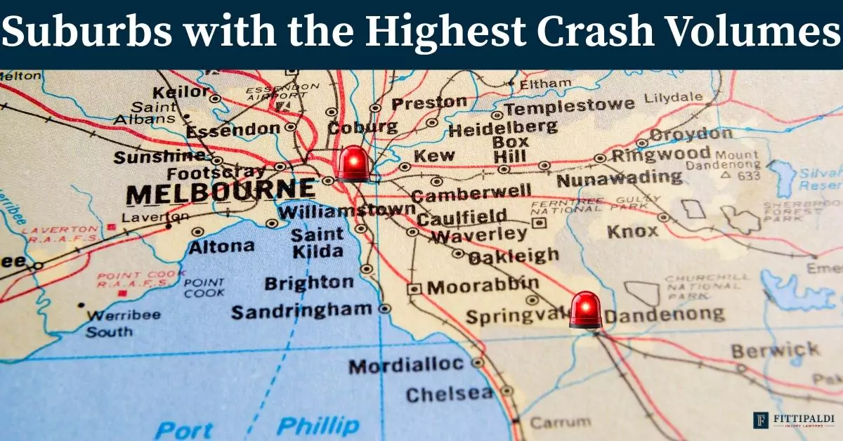 Map of Melbourne showing car crash hotspots in CBD, Richmond, Sunshine, and more