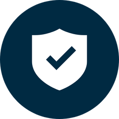 Shield with checkmark symbol representing protection and reliable support