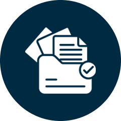 workcover-gathering-documentation-icon Folder with documents and a checkmark indicating gathering paperwork