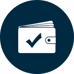 wallet with checkmark