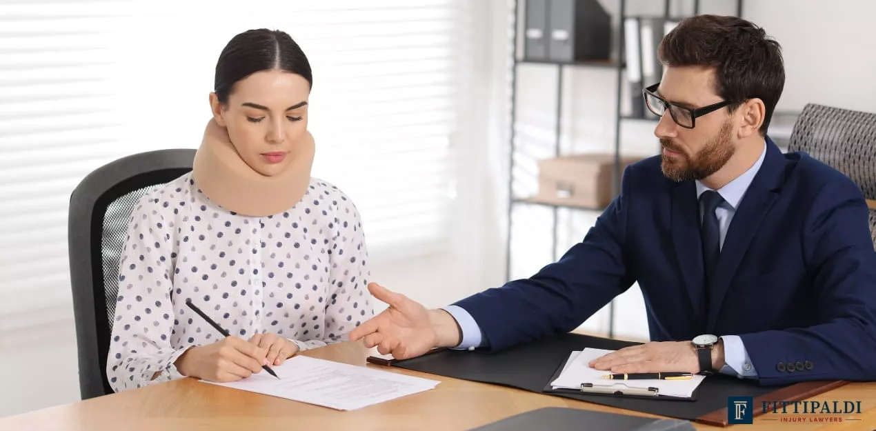 Personal injury lawyer discussing compensation claim options with a client in Melbourne.