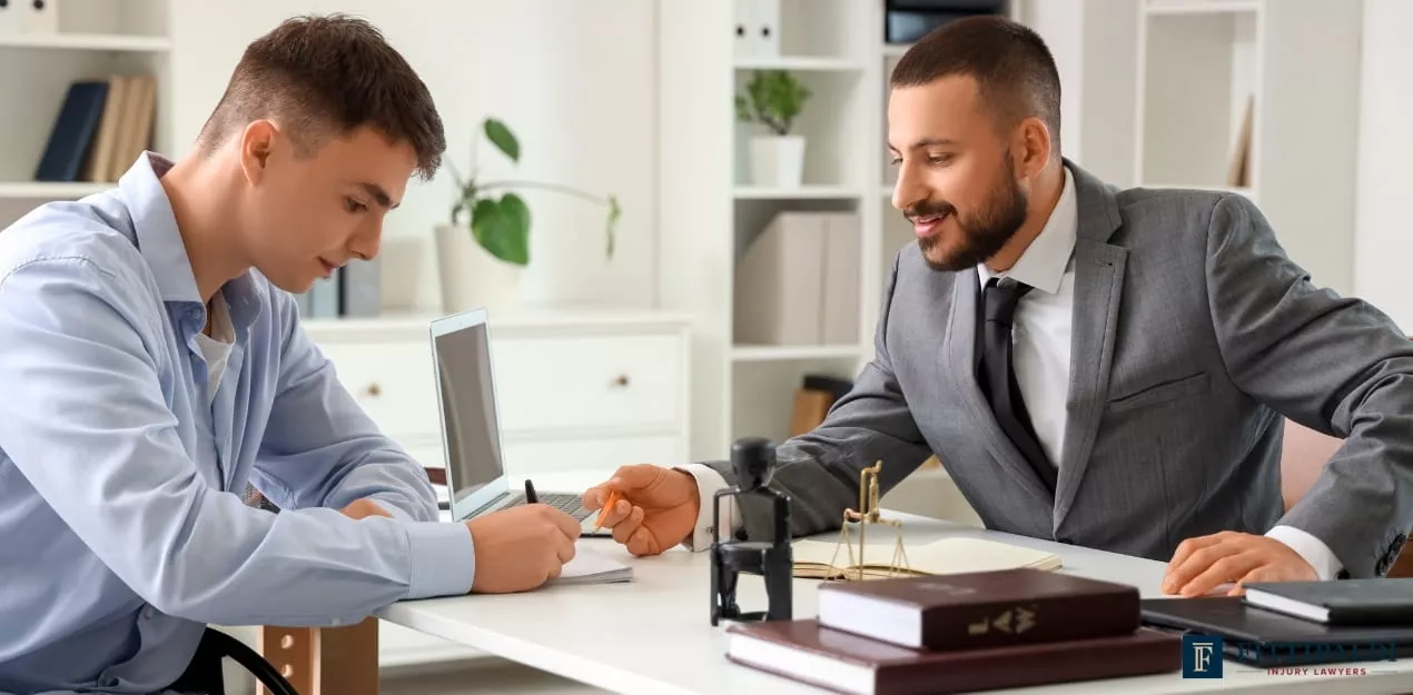 permanent-impairment-claim-lawyer Client discussing a permanent impairment claim with a lawyer